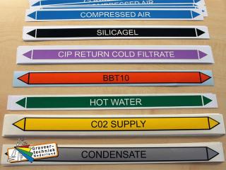 Leidingstickers - stromingrichtingspijlen 150x12mm. 